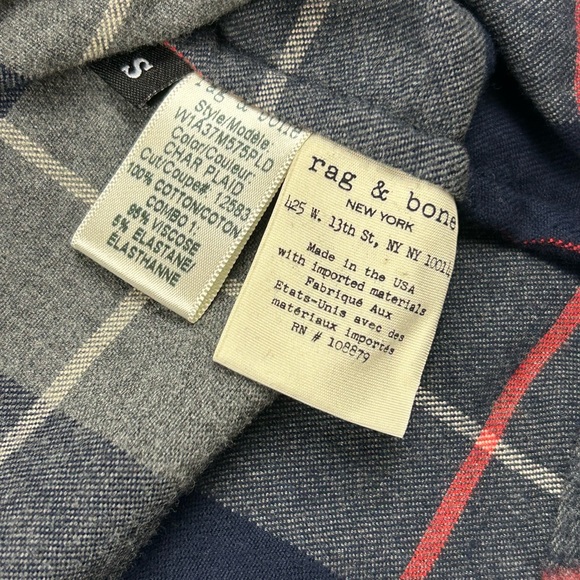 Rag & Bone Austin Plaid Flannel Top Zipper Accents - Picture 7 of 8